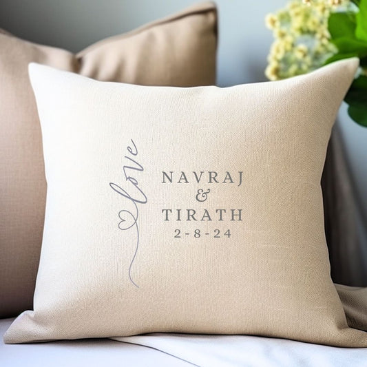 Personalised Script Love Heart Cushion | Wedding Gift | Engagement