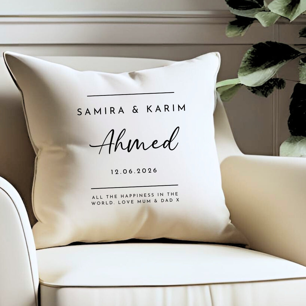 Personalised Neutral Wedding Cushion | Mr and Mr | Mrs and Mrs