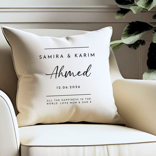 Personalised Neutral Wedding Cushion | Mr and Mr | Mrs and Mrs