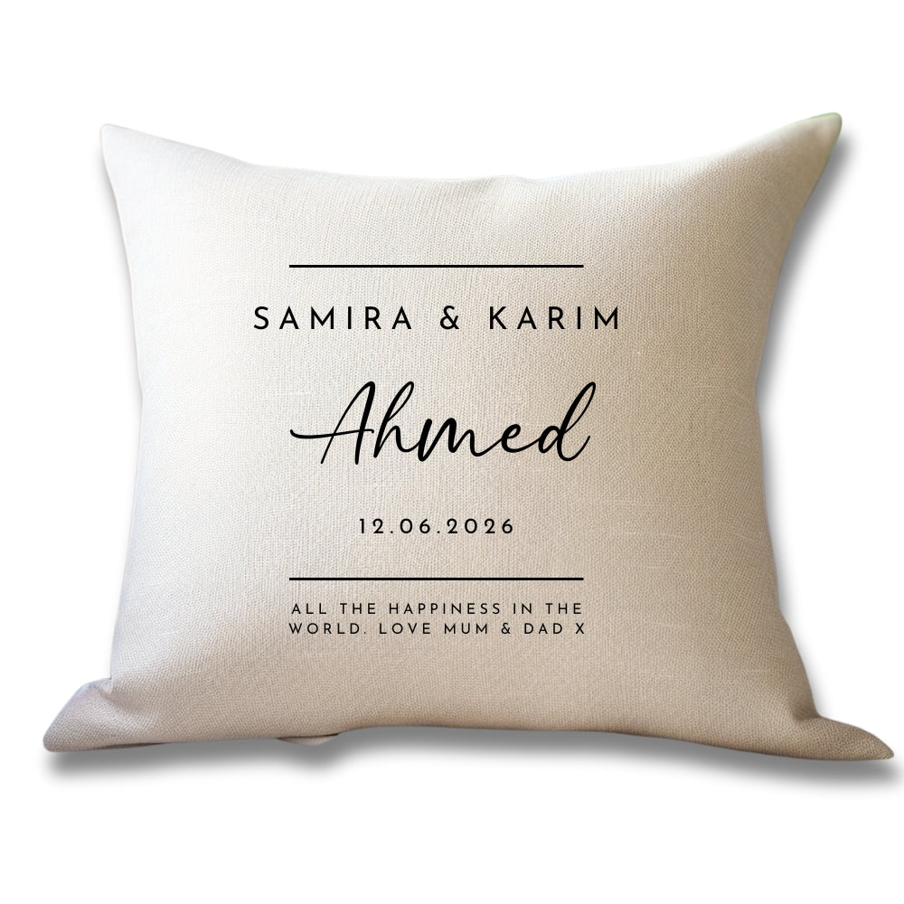 Personalised Neutral Wedding Cushion | Mr and Mr | Mrs and Mrs