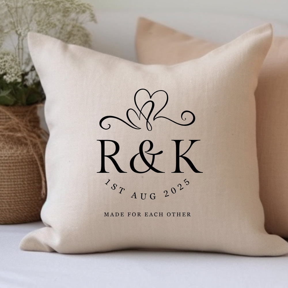 Personalised Entwined Hearts Cushion | Wedding Cushion | Engagement Gift