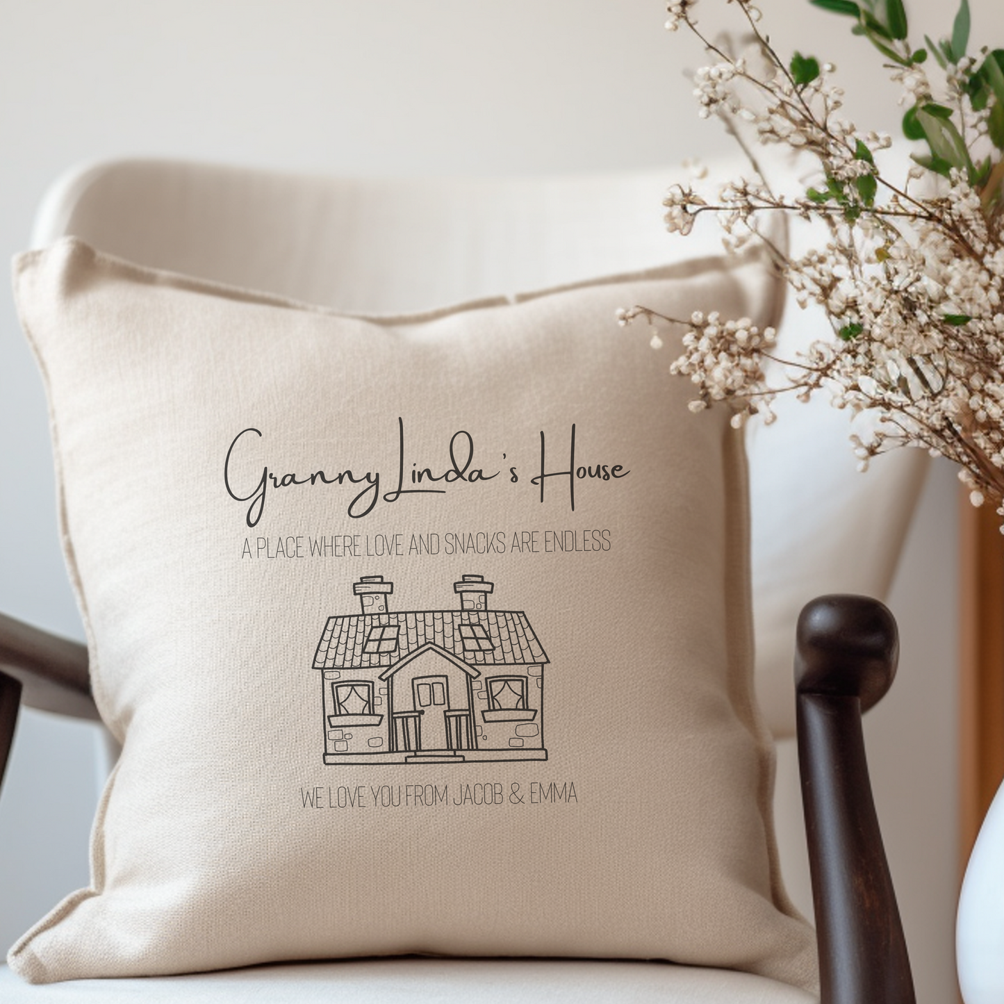 Personalised Granny's, Grandads, Grans, Aunties House Cushion